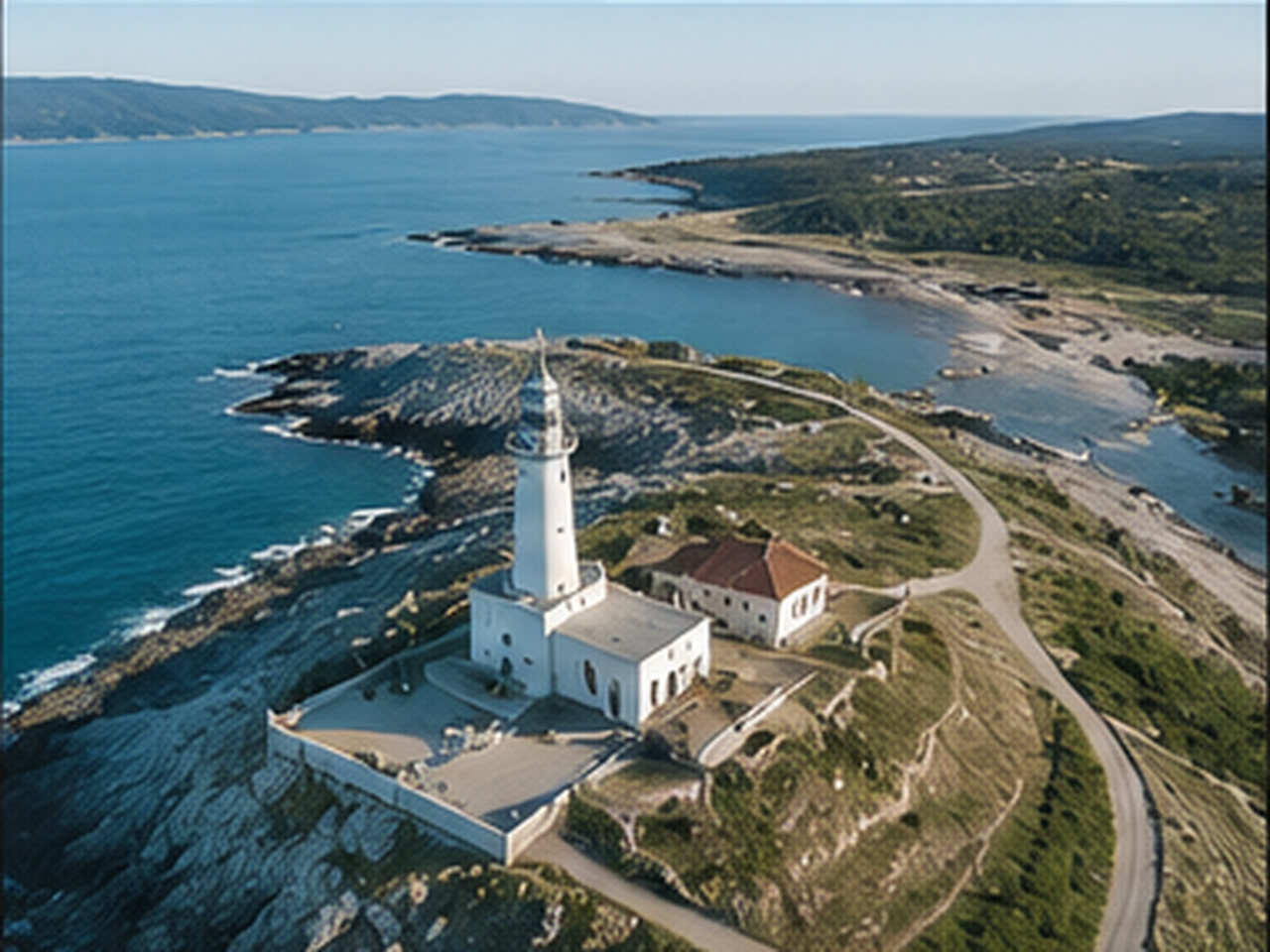 Grabación turística de costa y faro