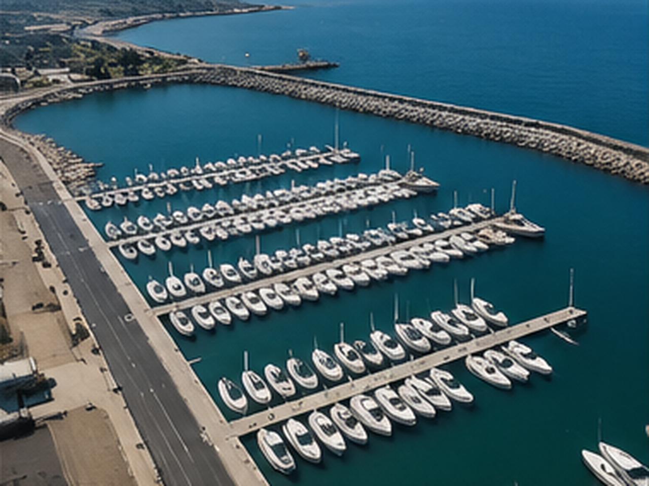 Grabación aérea de puerto y marina
